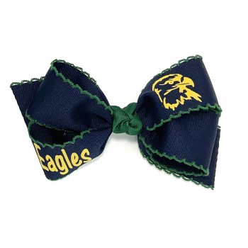 Dodge (Navy) / Forest Green Pico Stitch Bow - 5 Inch